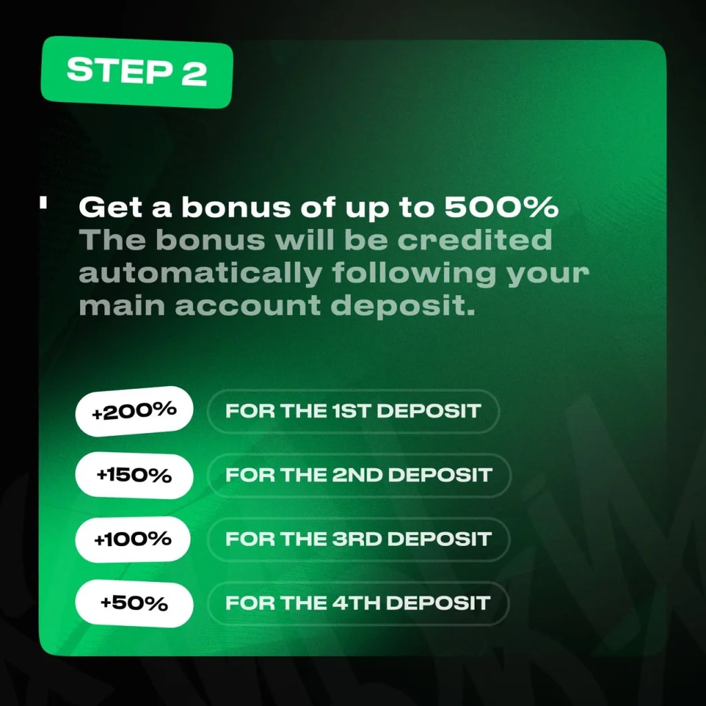 The bonus will be credited automatically following your main account deposit